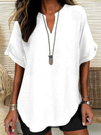 GENNEVA – Casual Plain Short Sleeve Blouse