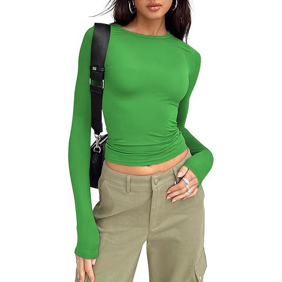 JIHYO - Casual Long Sleeve Round Neck Top