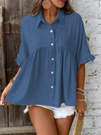 ELLASA - Casual Plus Size Ruffle Button-Front Blouse