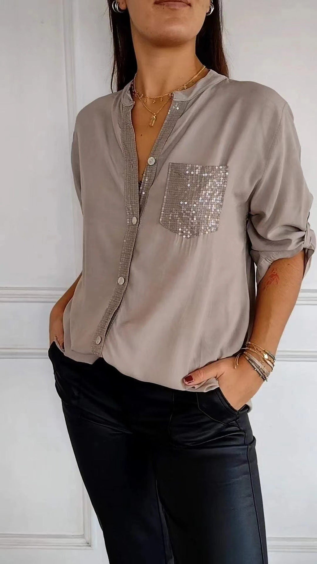DANICA -  Sequin Detailed Blouse