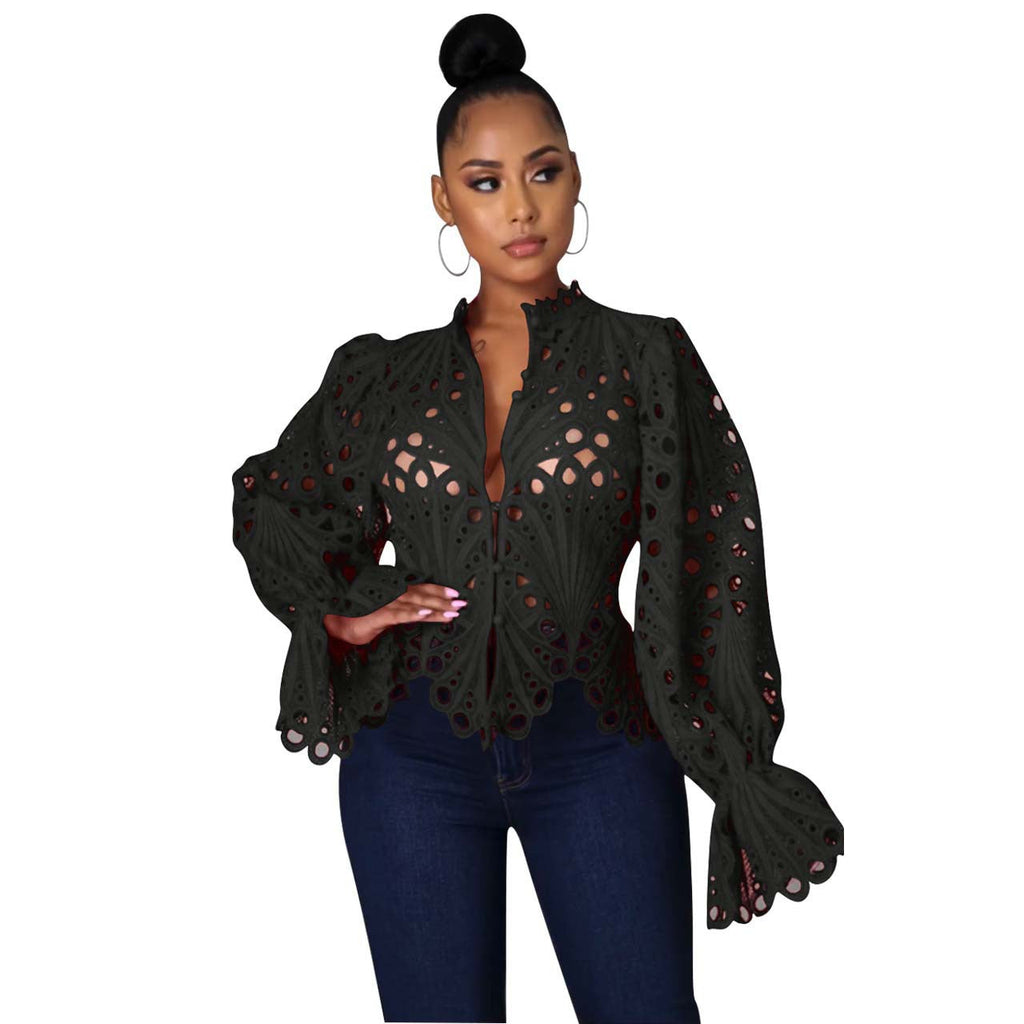 ISALI - Chic Asymmetrical Flounce Sleeve Blouse