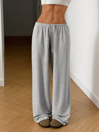 QOVELA - Casual Adjustable String Wide Leg Pants