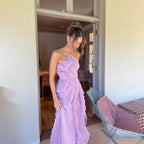 QUINTESSA - Elegant Halter Neck Lotus Summer Maxi Dress