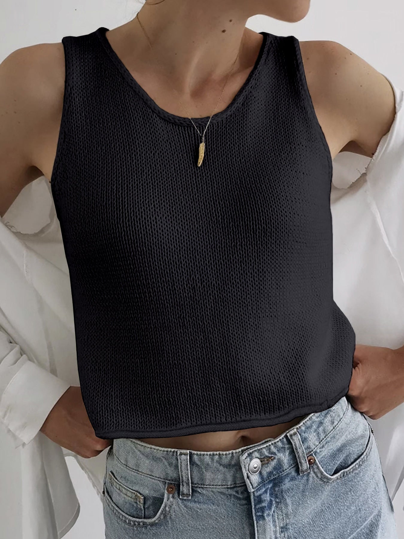 KAREEM - Casual Round Neck Vest Pullover Top