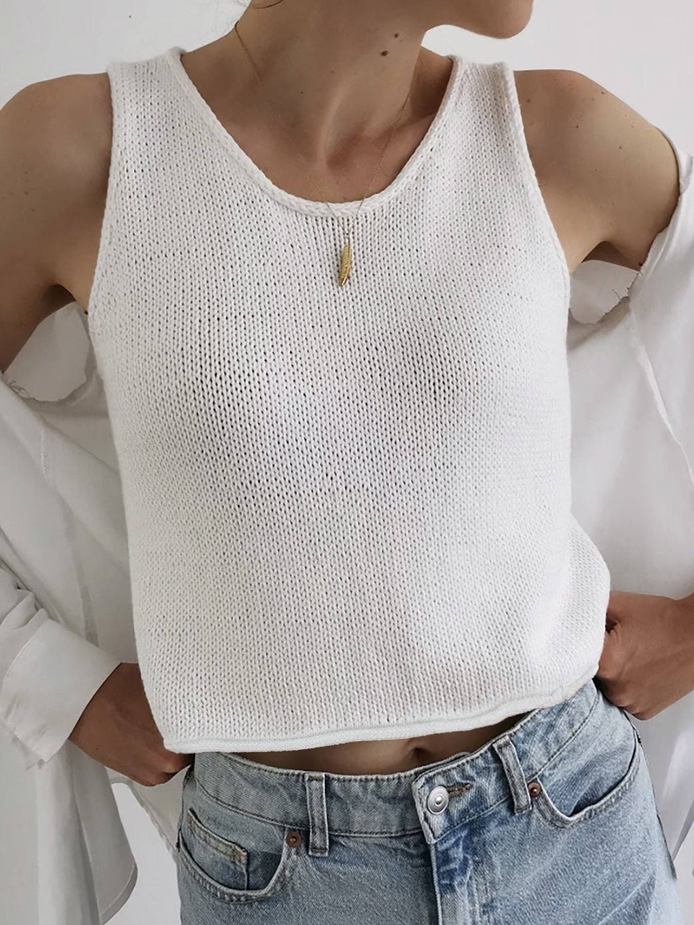 KAREEM - Casual Round Neck Vest Pullover Top