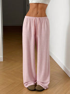 QOVELA - Casual Adjustable String Wide Leg Pants