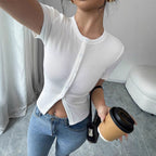 HATI - Relaxed Summer Short Sleeve Buttoned Top