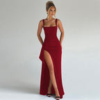 MARILYN - Elegant Formal Slip Maxi Dress with Open Back