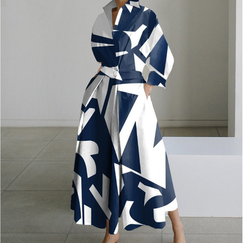 SOFER - Elegant Front Wrap Collared Maxi Dress