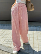 TAITE - Simple Summer Striped Relaxed Fit Buttom