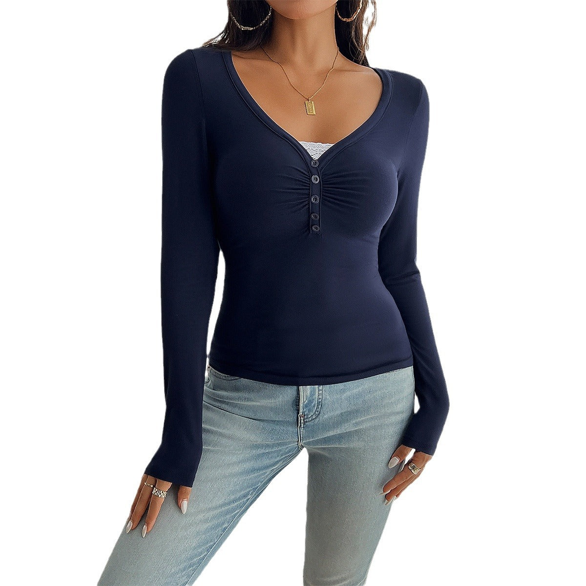 PALYA - Comfy V-Neck Long Sleeve Top