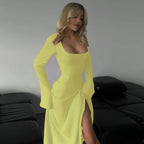 TILA - Elegant Tie Back Flounce Sleeve Dress