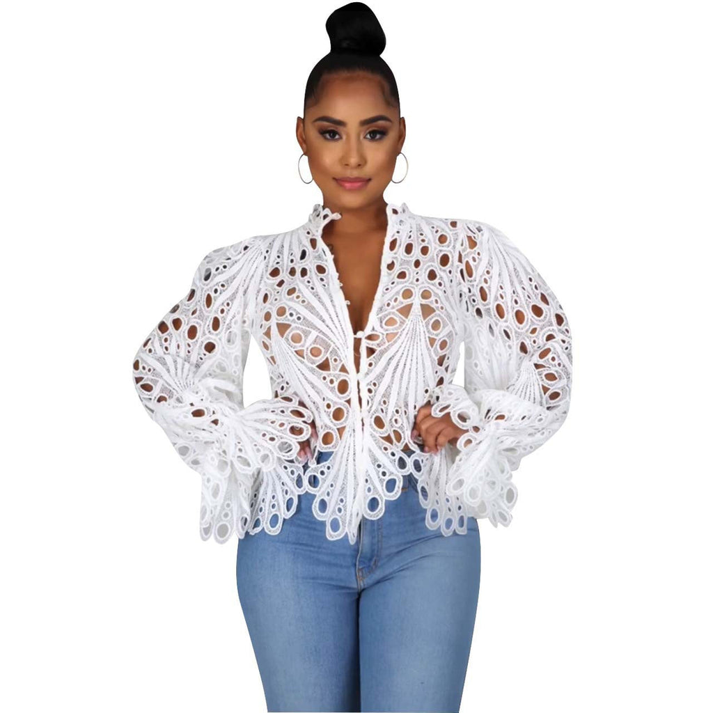 ISALI - Chic Asymmetrical Flounce Sleeve Blouse