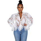 ISALI - Chic Asymmetrical Flounce Sleeve Blouse