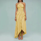 QUINTESSA - Elegant Halter Neck Lotus Summer Maxi Dress
