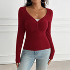 PALYA - Comfy V-Neck Long Sleeve Top
