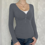 PALYA - Comfy V-Neck Long Sleeve Top
