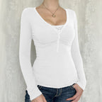 PALYA - Comfy V-Neck Long Sleeve Top