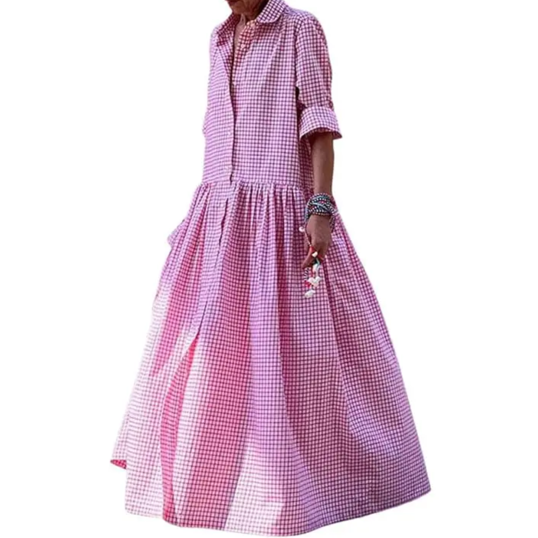 WREN – Vintage Plaid Flared Shirt Dress