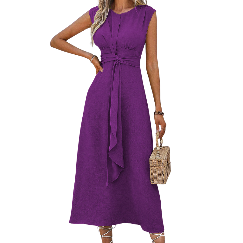 MIYA - Stylish Waist-Tie Long Sleeveless Dress