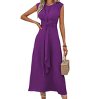 MIYA - Stylish Waist-Tie Long Sleeveless Dress