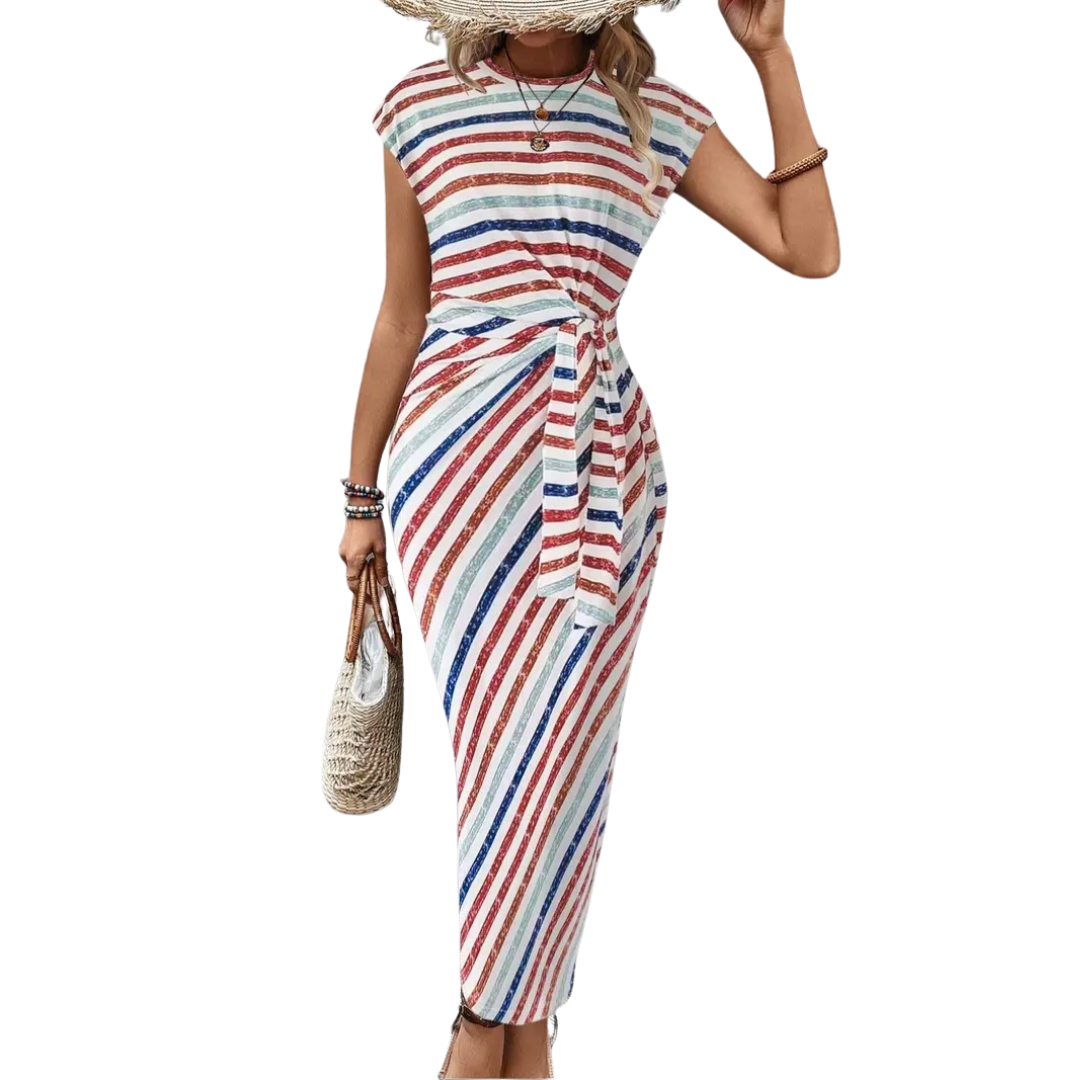SCARLETT – Striped Tie-Waist Bodycon Dress