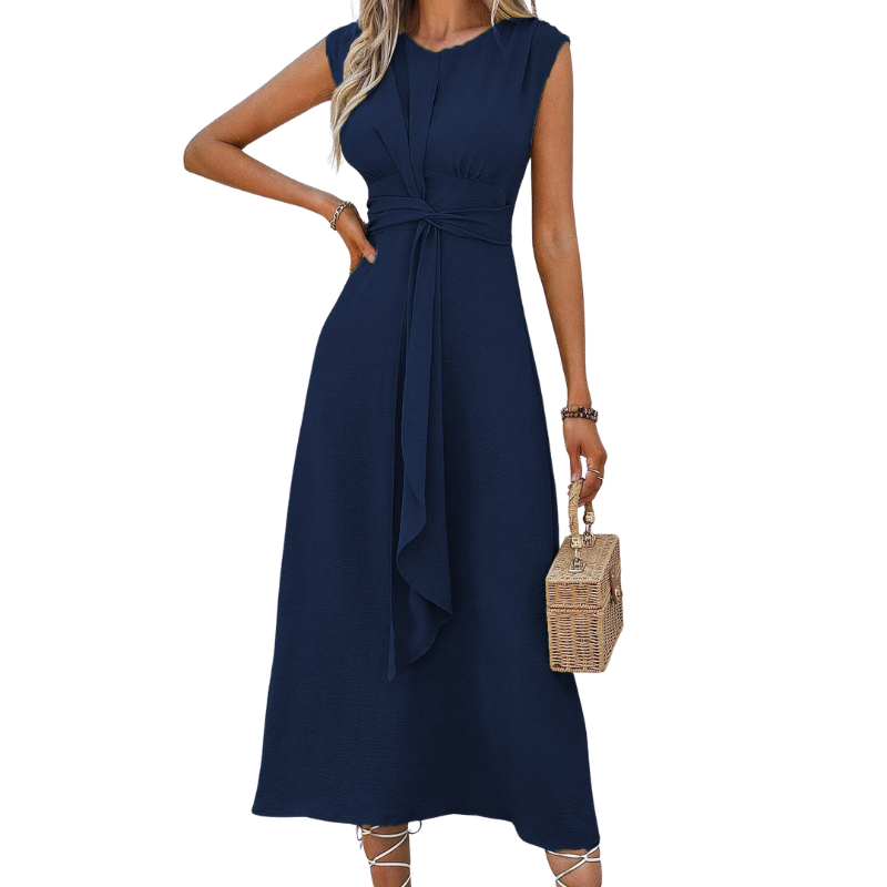 MIYA - Stylish Waist-Tie Long Sleeveless Dress