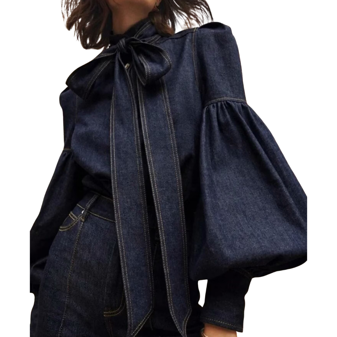 LUCY - Elegant Tie-Neck Casual Long Sleeve Top for Women
