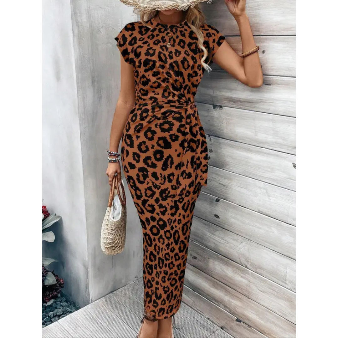 FELICIATI – Chic Bodycon Dress with Crew Neck Flutter Sleeves