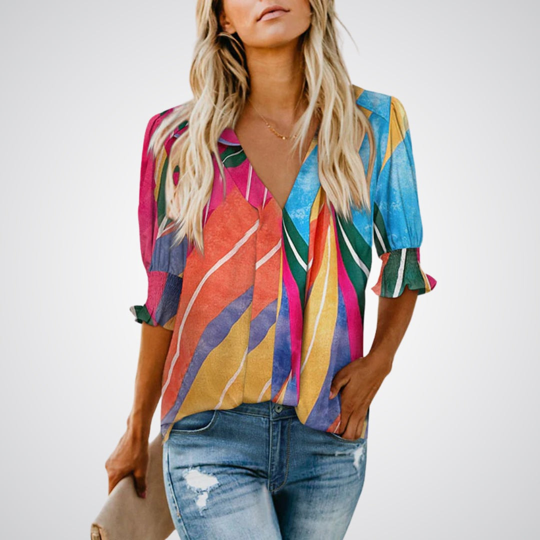 MONICA – Chic V-Neck Blouse