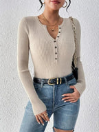 SHASHA - Elegant Chic Slim Fit Long Sleeve Round Neck Tops