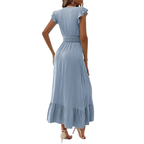 CATALINA – Elegant Shirred V Neck Maxi Dress