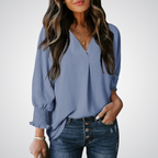 LEILA – Classic V-Neck Tunic Blouse