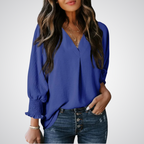 LEILA – Classic V-Neck Tunic Blouse