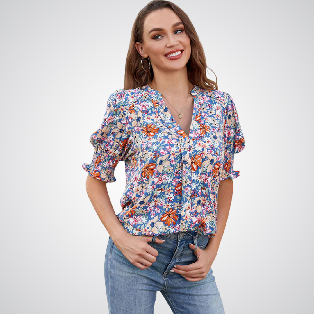 MONICA – Chic V-Neck Blouse