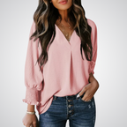 LEILA – Classic V-Neck Tunic Blouse
