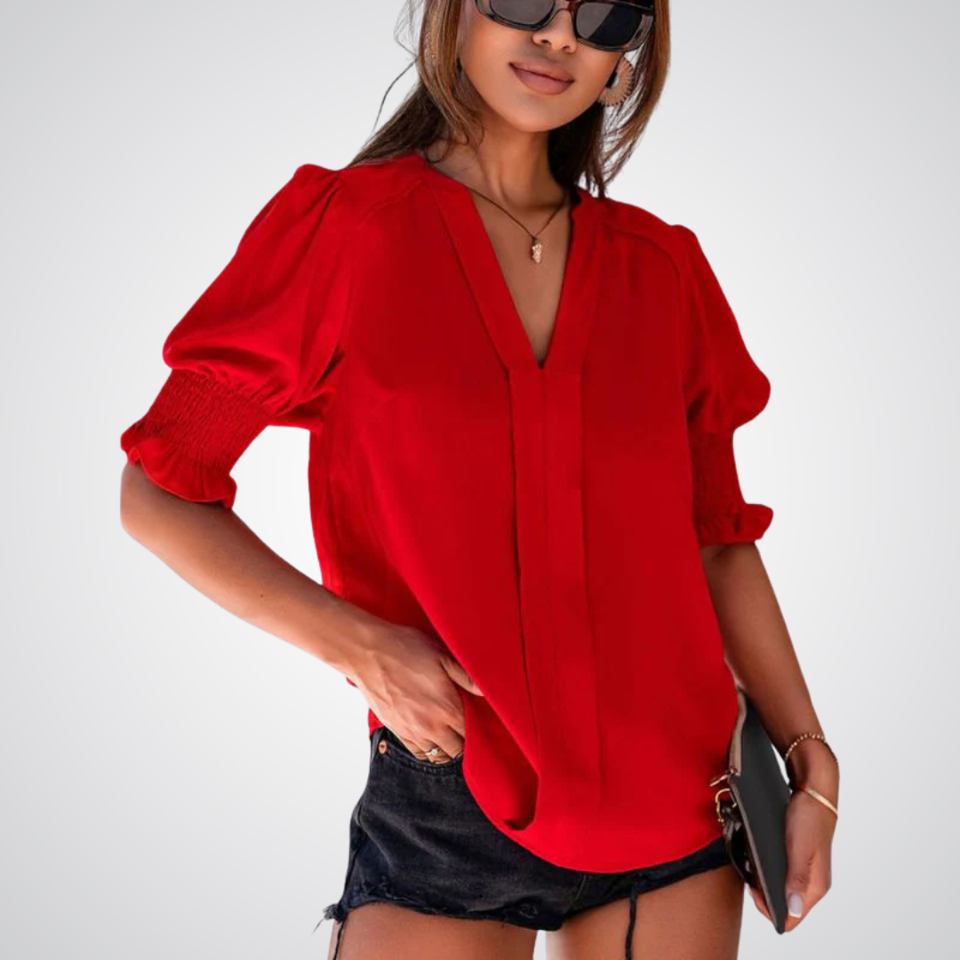 MONICA – Chic V-Neck Blouse