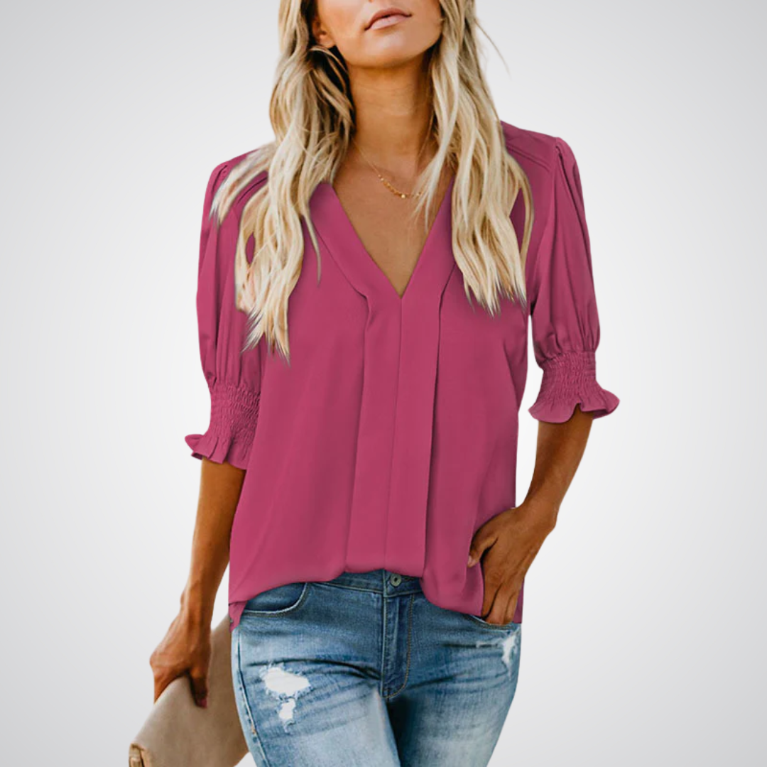 MONICA – Chic V-Neck Blouse