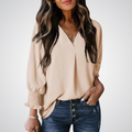 LEILA – Classic V-Neck Tunic Blouse
