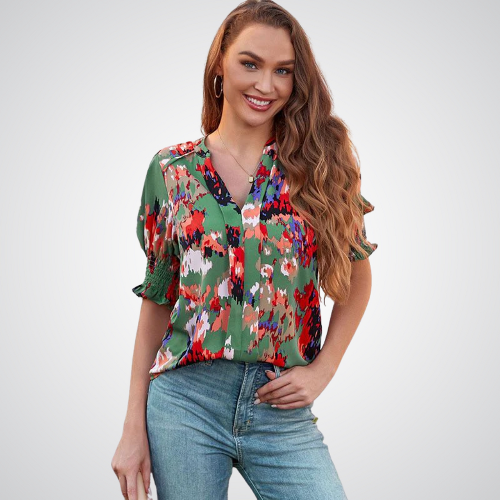 MONICA – Chic V-Neck Blouse