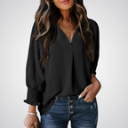LEILA – Classic V-Neck Tunic Blouse