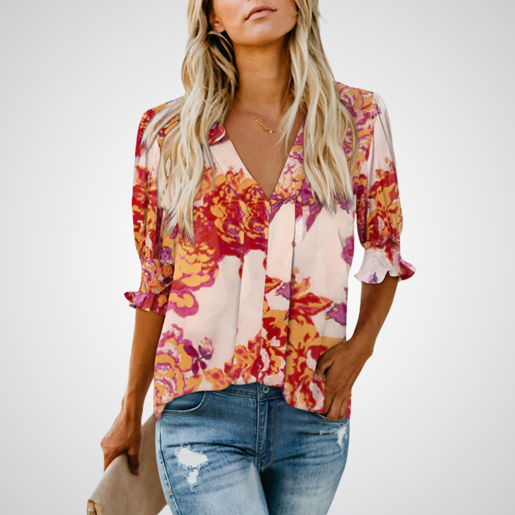 MONICA – Chic V-Neck Blouse