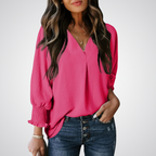 LEILA – Classic V-Neck Tunic Blouse
