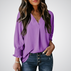 LEILA – Classic V-Neck Tunic Blouse