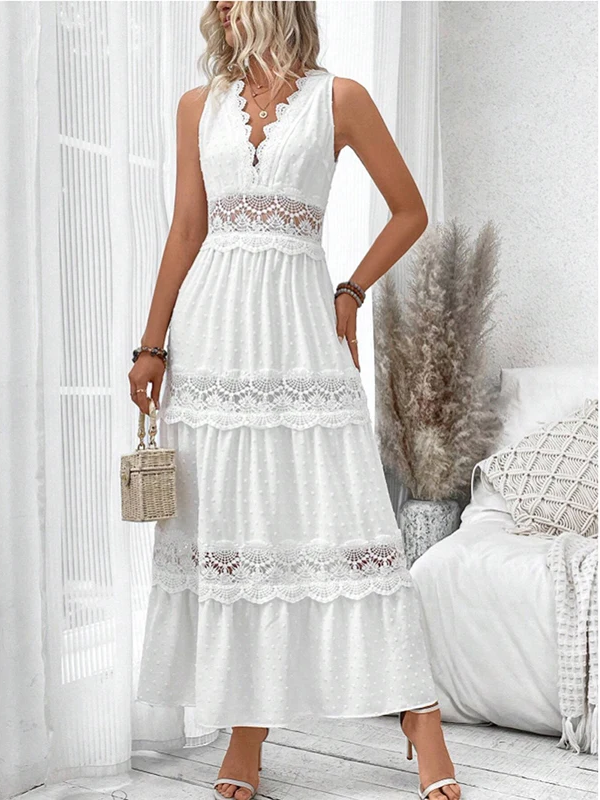 MAIKA - Lace V-Neck Dress