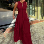 HONORATA – Relaxed Loose Fit Zippered Round-Neck Maxi Dress