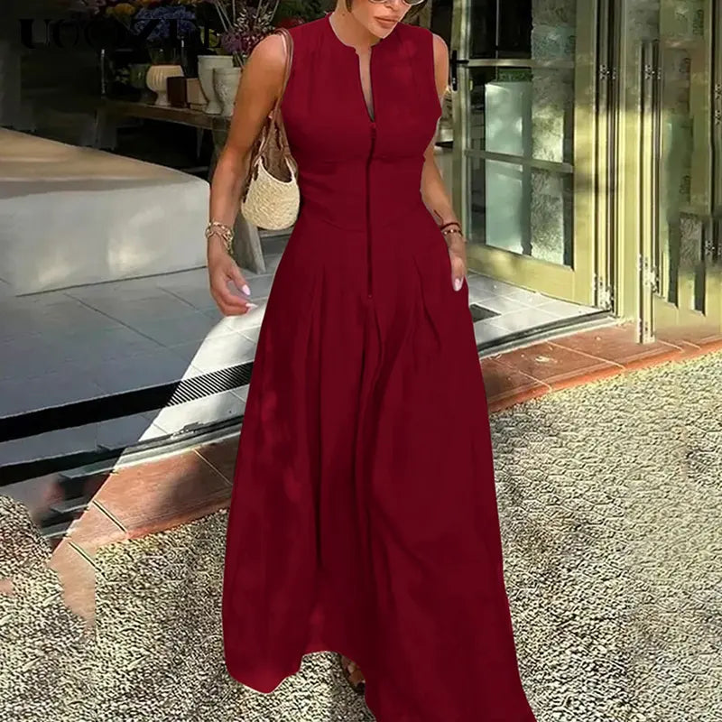 HONORATA – Relaxed Loose Fit Zippered Round-Neck Maxi Dress