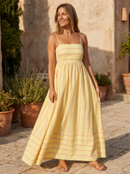 LAVELLE – Striped Spaghetti Strap Swing Maxi Dress
