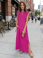 BREEANA – Relaxed Sleeveless Split Maxi Dress