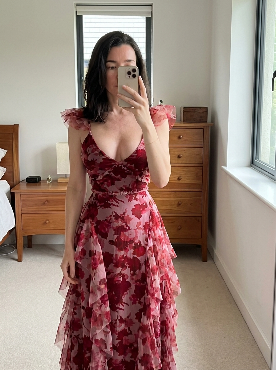 MARIELA – Romantic Floral Ruffle Maxi Dress
